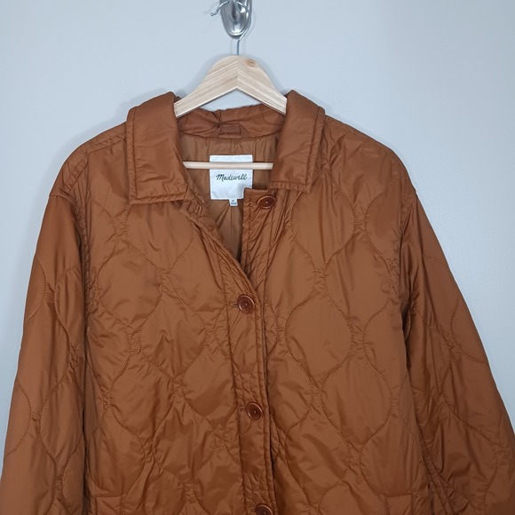 Madewell Airpuff Shirt-Jacket Puffer Packable Brown Lightweight Women's Size 1X - Picture 3 of 6